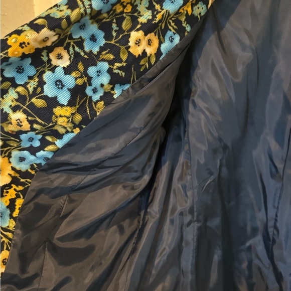 New Liz Claiborne First Issue Lightweight Navy Floral Corduroy Blazer - Picture 9 of 10